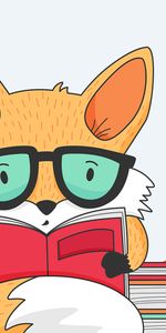 Book,Art,Fox,Reading,Vector