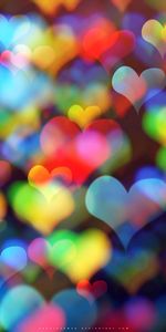 Boquet,Bokeh,Multicolored,Motley,Hearts,Abstract