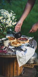 Tartes,Table,Thé,Nourriture,Bouquet,Tableau,Petit Déjeuner