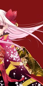 Arc,Blond,Fille,Blonde,Kimono,Contexte,Anime