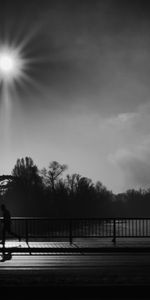 Bridge,Bw,Sunlight,Run,Running,Silhouette,Chb