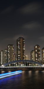 Bridge,Cities,Night City,Skyscrapers,City Lights,Tokyo,Japan