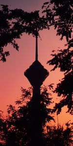 Building,Branches,Dusk,Twilight,Tower,Dark