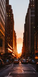 Building,Cars,Cities,City,Sunset,New York