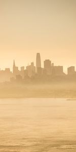 Building,Coast,Cities,City,Fog,Silhouettes