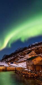 Edificio,Costa,Pendiente,Cuesta,Aurora Boreal,Auroras Boreales,Naturaleza