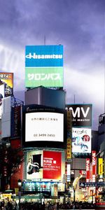 Building,Evening,Advertising,Advertisement,Cities,Tokyo