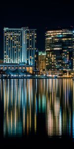 Building,Harbor,Baltimore,Cities,Reflection,Night City