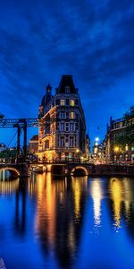 Ciudades,Edificio,Las Luces,Ciudad Nocturna,Reflexión,Puente,Luces,Ciudad De Noche