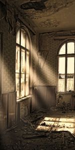 Building,Miscellanea,Miscellaneous,Premises,Room,Ruin,Ancient,Devastation,Old,Windows