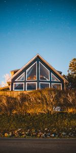 Building,Miscellanea,Miscellaneous,Starry Sky,Bush,House