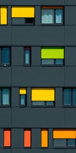 Building,Motley,Multicolored,Facade,Windows,Minimalism