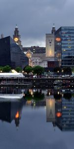 Building,Shore,Bank,Evening,Cities,Rivers,Liverpool