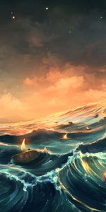 Candles,Fantasy,Waves,Sea,Art