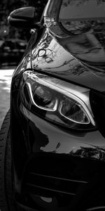 Coches,Vista Frontal,Máquina,Bw,Faro,Un Coche,Chb,El Negro