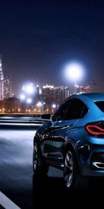 Bmw X4,Тачки (Cars),Вид Сзади,Синий,Ночь,Бмв (Bmw),Город