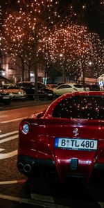 Vista Trasera,Ciudad De Noche,Ciudad Nocturna,Ferrari,Coches,Paisaje