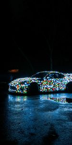 Voitures,Guirlande,Nuit,Guirlandes,Illumination,Rétroéclairage,Voiture