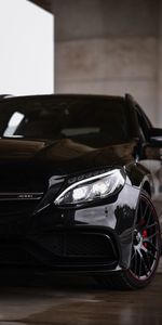 Vue De Face,Mercedes,Voitures,Machine,Mercedes Benz C63S Amg,Le Noir,Une Voiture