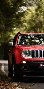 Jeep Renegade,Красный,Тачки (Cars),Машина,Вид Спереди,Jeep,Внедорожник