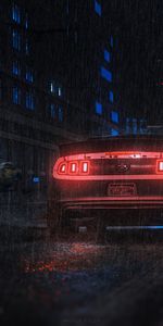 Cars,Car,Rear View,Back View,Sports Car,Sports,Neon,Rain