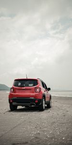 Jeep Renegade,Тачки (Cars),Красный,Вид Сзади,Бездорожье,Jeep,Внедорожник,Пляж