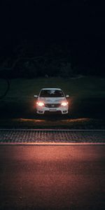 Cars,Lights,Shine,Light,Front View,Machine,Car,Dark,Headlights