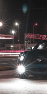 Cars,Lights,Shine,Light,Road,Car,Machine,Mustang,Headlights