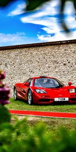 Mclaren F1,Макларен (Mclaren),Тачки (Cars),Спорткар,Красный,Автомобиль,Вид Спереди