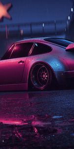 Voiture De Sport,Tuning,Porsche,Néon,Porsche 911 Carrera Rsr,Vieille,Vieux,Sportif,Voitures,Nuit