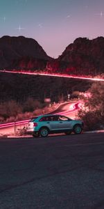 Cars,Road,Starry Sky,Elevation,Night,Car