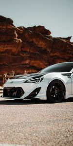 Toyota Gt86,Белый,Дорога,Тачки (Cars),Скалы,Автомобиль,Тойота (Toyota)