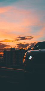 Cars,Shine,Light,Front View,Headlight,Machine,City,Car,Dark