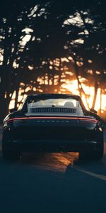 Porsche,Voiture De Sport,Sportif,Voitures,Lumière Du Soleil,Le Noir,Vue Arrière