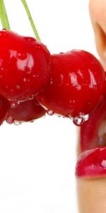 Cherry,Macro,Lips,Girl