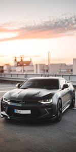 Парковка,Тачки (Cars),Шевроле (Chevrolet),Chevrolet Camaro,Машина,Вид Спереди,Черный