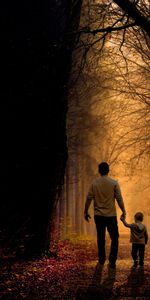 Child,Father,Son,Forest,Family,Dark