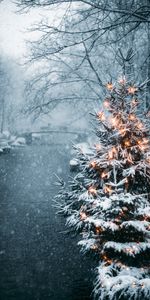 Christmas Tree,Garland,Garlands,New Year,Holidays,Snow,Winter