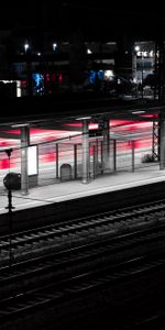 Cities,Backlight,Illumination,Dark,Station,Platform,Rails