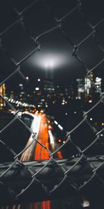 Cities,Blur,Smooth,Night City,Fence,Glare,Grid