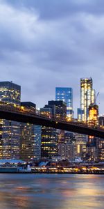 Cities,Bridge,Evening,Glow,City