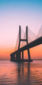 Cities,Bridge,Sea,Lisbon,Portugal,Dawn