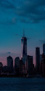 Cities,Building,Dusk,Evening,Skyscrapers,Twilight,City,Coast