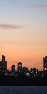 Cities,Building,Evening,City,Skyscrapers,Water