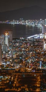 Ciudades,Edificio,Las Luces,Luces,Costa,Ciudad Nocturna,Resplandor,Resplandecer,Ciudad De Noche