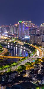 Ciudades,Ríos,Edificio,Luces,Las Luces,Ciudad De Noche,Ciudad Nocturna,Puente