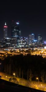 Ciudades,Rascacielos,Edificio,Ciudad De Noche,Luces De La Ciudad,Perth,Ciudad Nocturna,Australia