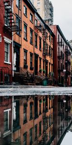 Cities,Building,Reflection,Facade,Puddle,Windows,House