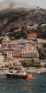 Cities,Building,Rocks,Coast,Sea,City,Boat