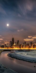 Edificio,Orilla,Banco,Chicago,Illinois,Faro,Hdr,Ciudades